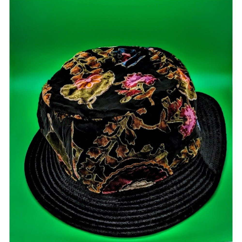 Scala Black Floral Velvet Hat - Picture 2 of 4